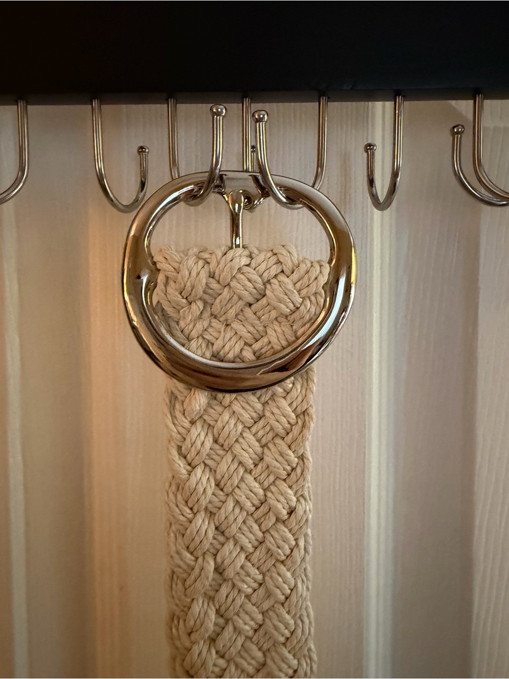 Cream & Silver Braided Belt